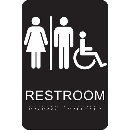 HY-KO Braille Restrooms Handicapped Accessible Signs 6" x 9", 3PK A20009